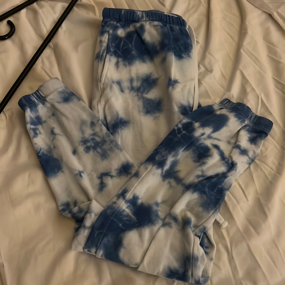 Blue & White the dye sweatpants, size: S